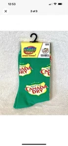 NEW Canada Dry Soda Crew Socks Mens 1 Pair Shoe Size 6-12 Crazy Socks - Picture 1 of 3