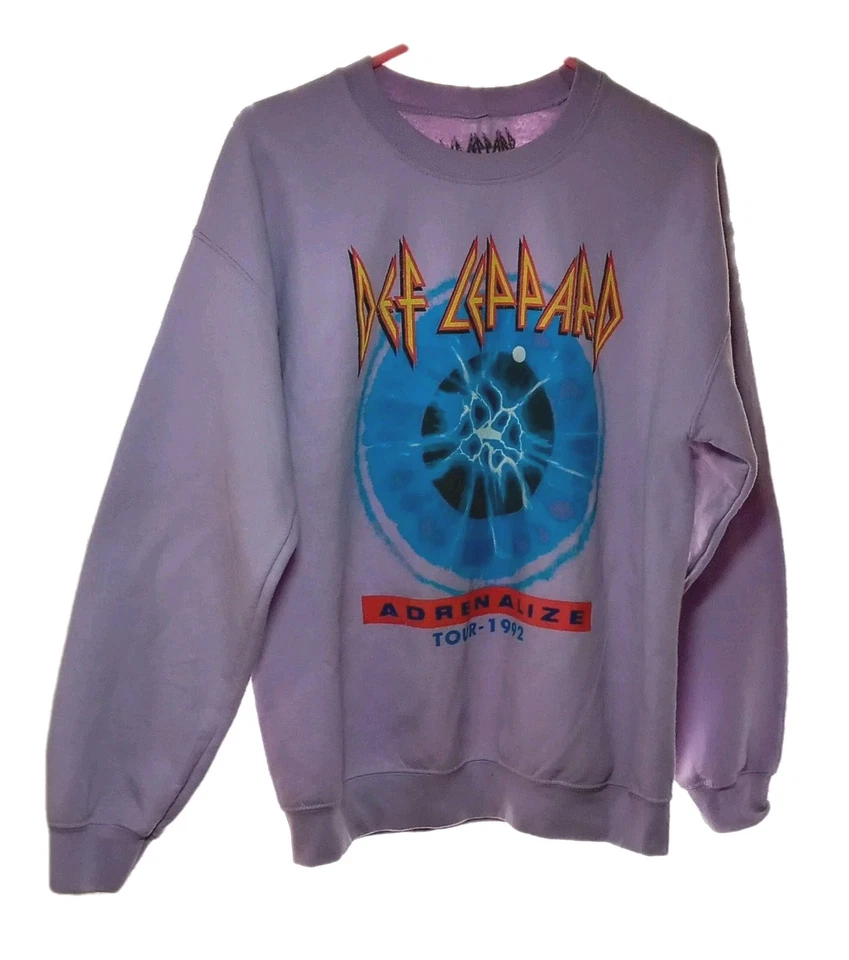 Sudadera De Colección Lila Def Leppard Adrenalize Tour 1992 Talla Mediana Gráfica  Foto 1 de 4