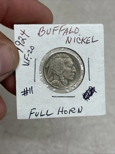 1924 Buffalo Nickel Full Date & Horn VF #11 - Picture 1 of 2