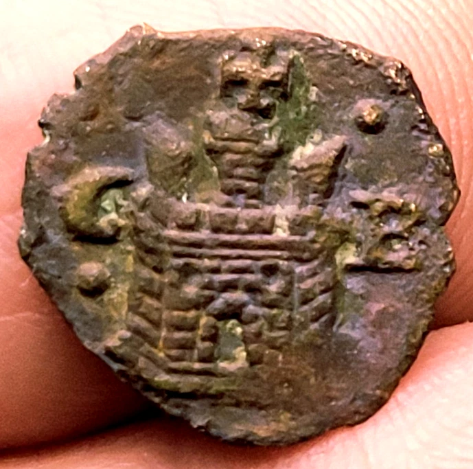 Old Spanish Coin 1556 - 1598 PIRATE TREASURE King Philip II BLANCA COB .79g - Image 1 of 2