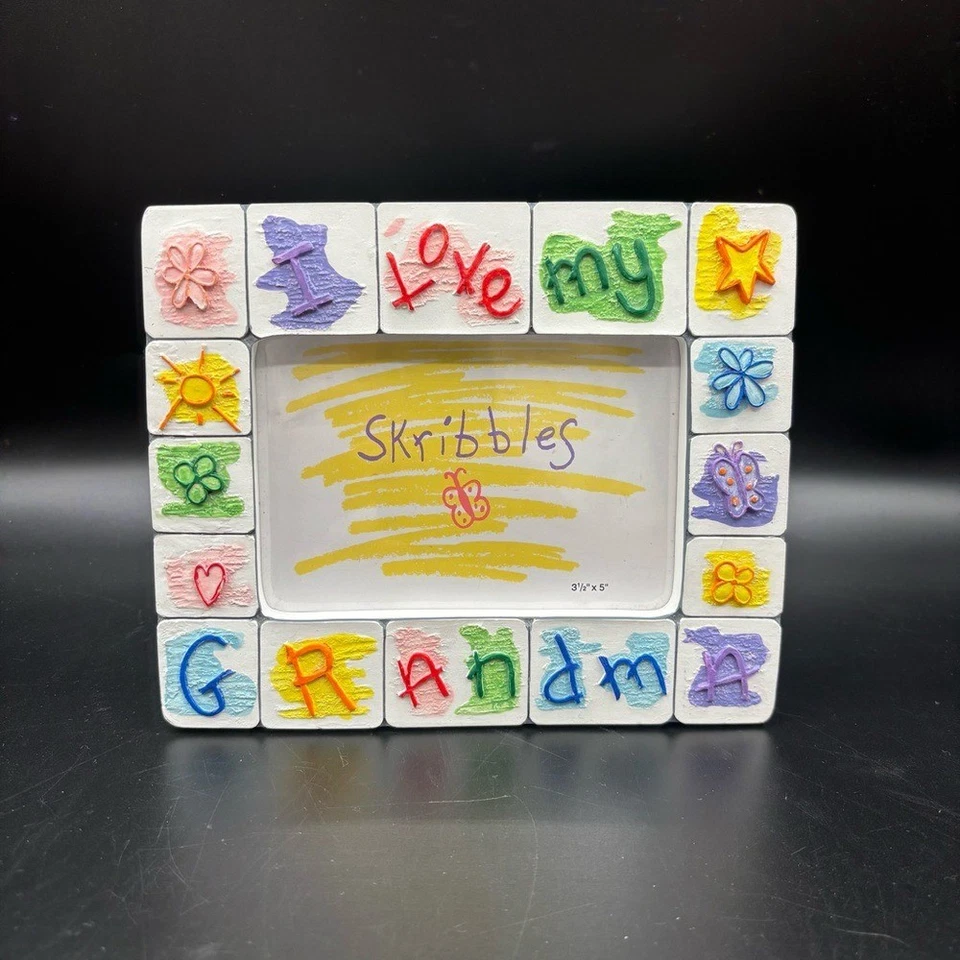 Scribbles Russ I Love My Grandma Picture Frame Handpainted Gift Holds 3.5" x 5" - Image 1 of 4