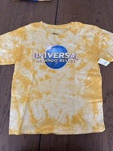 Universal Studios Globe T Shirt Youth Large Yellow Tie Dye Logo Short Sleeve - Picture 1 of 4