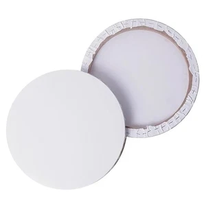  2 Stück Blanko Runde Leinwand für Ölgemälde - 30 cm Baumwolle Rund Gespannte Kunst - Bild 1 von 12