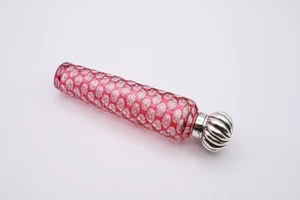 Fabulosa botella grande antigua plateada con aroma de vidrio rojo - Imagen 1 de 11