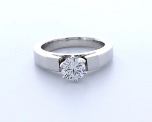 1.0CT Lab-Created Diamond D/VVS2 Round Cut Platinum Prong Classic Solitaire Ring - Picture 1 of 4