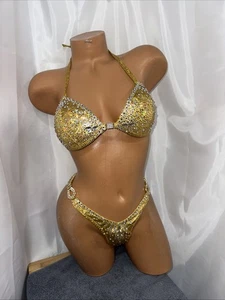 NPC competition Figure suit Gold hologram 34B CUP New Suit - Picture 1 of 5