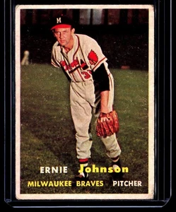 1957 Topps Ernie Johnson Milwaukee Braves #333 SET BREAK - Picture 1 of 2