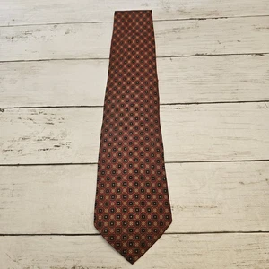 Brooks Brothers 346 Krawatte Herren rot gold geometrisches Medaillon Muster Seide hergestellt in den USA - Bild 1 von 8