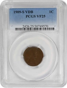 1909-S VDB Lincoln Cent VF25 PCGS - Picture 1 of 5