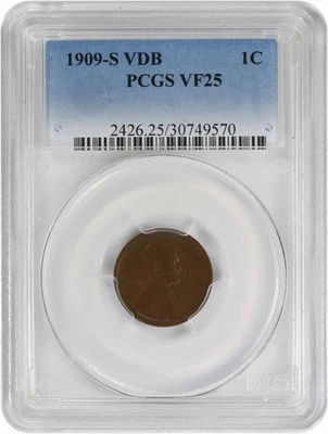 1909-S VDB Lincoln Cent VF25 PCGS - Image 1 of 4