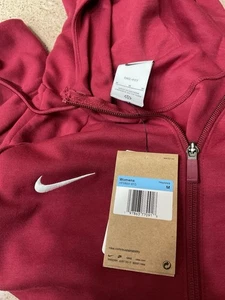 Nike Hoodie Womens Sz Medium 46x23” Maroon Dri-Fit Full Zip Jacket Training New - Picture 1 of 14