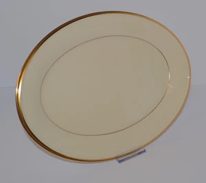 Lenox Eternal 13 7/8" Ovale Servierplatte - Elfenbein mit Goldrand | Hergestellt in den USA - Bild 1 von 5