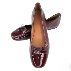 Vagabond Jolin Ballet Flats Red Cherry Burgundy Patent Leather Bow Accent Shoes - Picture 1 of 8