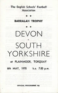 TORQUAY UNITED - Devon v South Yorkshire (Schools Trophy @ Plainmoor) 1977/1978 - Bild 1 von 1