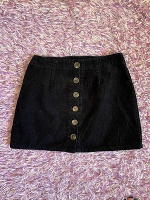 Rue21 Black Corduroy Button Front Mini Skirt Women’s Small Goth Emo Goblin Core - Image 1 of 4