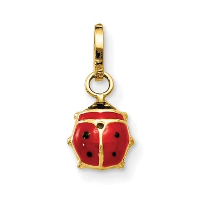14k Yellow Gold 3D Red Enameled Ladybug Charm, 7mm - Image 1 of 4