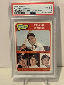 1965 Topps - League Leaders Mickey Mantle, Brooks Robinson, Harmon Killebrew #5 - Picture 1 of 2