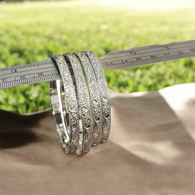 5 毫米镀银 Plumeria 花卷夏威夷手镯手链,尺寸 7-8.5 — 第 1/3 张图片