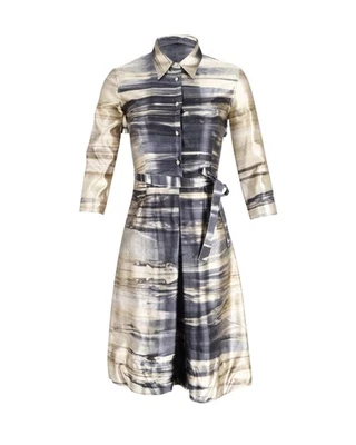 Prada Belted Printed Shirt Dress in Multicolor Silk - Image 1 of 3