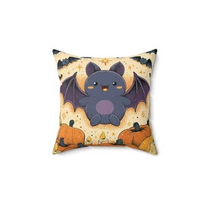 Halloween Whimsical Bat Throw Pillow and Cover Spooky Home Decor Accent Cushion - Picture 1 of 13