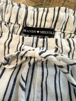 Brandy Melville Striped Short Shorts Drawstring One Size - Image 1 of 4