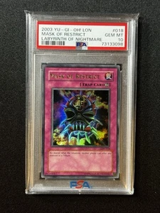 PSA 10 Yugioh Mask Of Restrict #LON-018 Labyrinth Of Nightmare Unlimited POP 12! - Picture 1 of 4