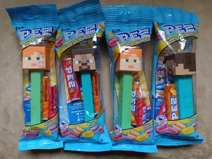 2024 PEZ Minecraft Lot Of 4: 2 Alex and 2 Steve ~ New In Package Free Shipping - Picture 1 of 4