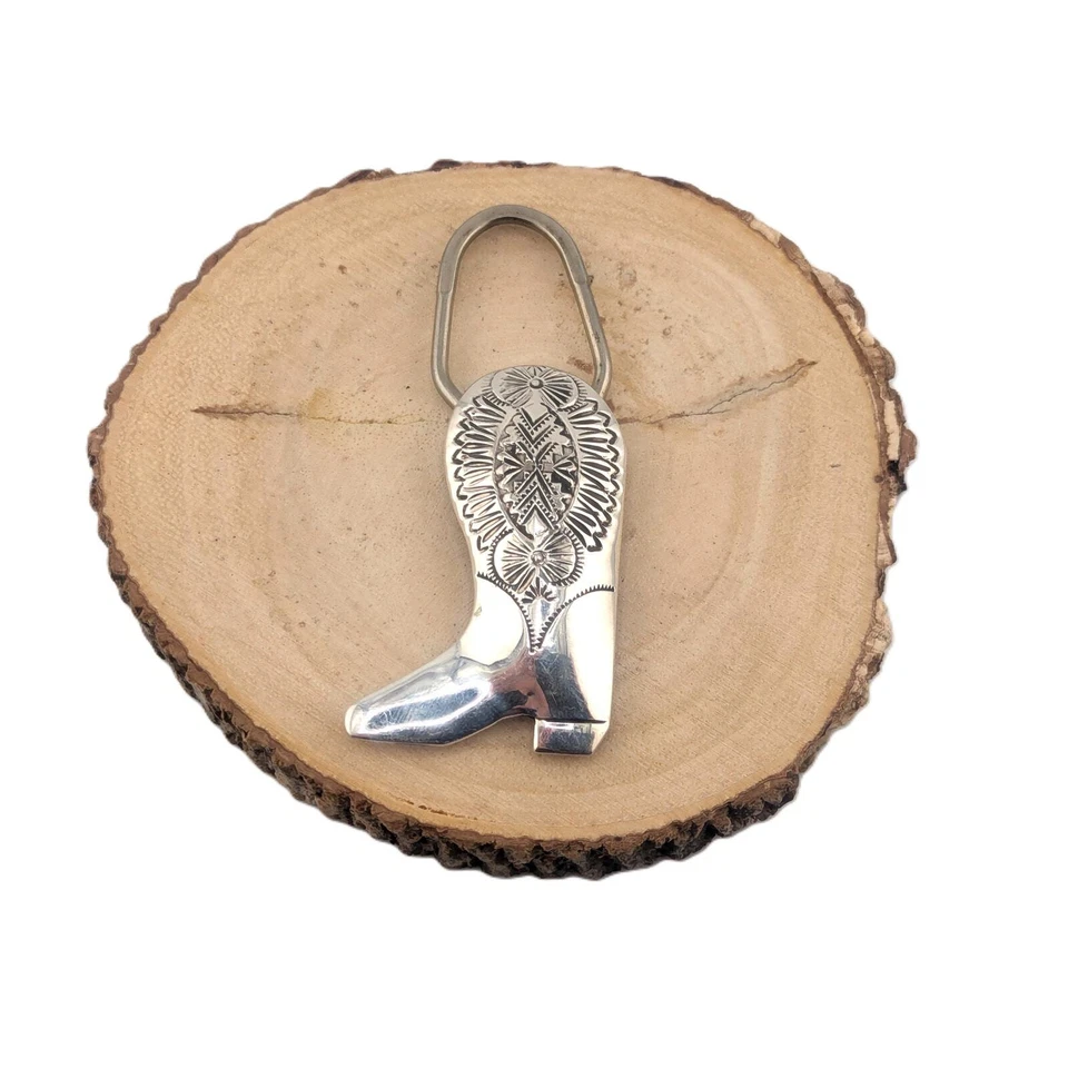 Accesorio Navajo Diseño Bota Occidental Llavero Plata Esterlina Nativo Americano Foto 1 de 4