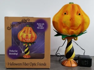 Gemmy 2006 Halloween Fiber Optic Friends Light Up Pumpkin On Stand W Box Working - Picture 1 of 9