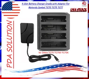 4-Slot Battery Charger Cradle with Adapter For Motorola Symbol TC70 TC75 TC77 - Picture 1 of 5
