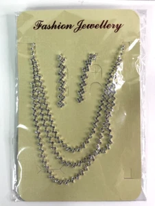 New Stunning 3 strand crystal Necklace with Matching Earrings - Picture 1 of 4