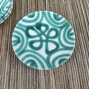 Vintage Handmade Gmunder Keramik 6" Saucer In Green Flamed (Dizzy) - Picture 1 of 7