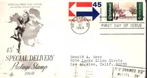 FIRST DAY ISSUE STAMP COVER FROM 1969--Special Delivery Stamps--FREE SHIPPING - Picture 1 of 1
