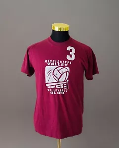 Vintage Volleyball T-Shirt M Graphic 80s 90s Made in USA Black Tee Jerzees Tag - Picture 1 of 7