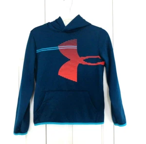 Under Armour Loose Youth Dark Teal/Orange Pull Over Hoodie Size L EUC - Picture 1 of 6