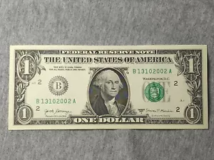 $1 Dollar Bill Birthday Note B13102002A Oct 13 2002 Crisp from UNC strap 2017A - Picture 1 of 3