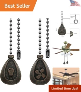 Ceiling Fan Pull Chain Set: Pendant Extension, 12" Beaded Ball Chain, Pack - Picture 1 of 9