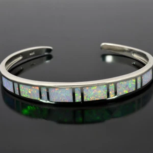 Vikoly White Opal Bangles Top Quality Silver Plated Fashion Jewelry For Women - Picture 1 of 6