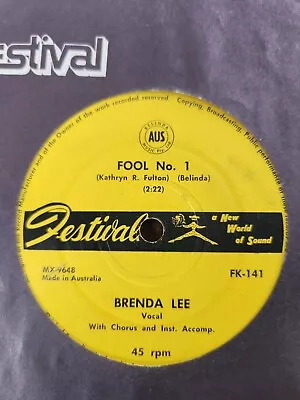 Brenda Lee "Fool No. 1" 1961 FESTIVAL Oz 7" 45rpm - Image 1 of 2