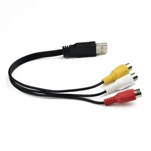 Adapter Cable USB To 3 RCA Light Weight Male To Male 11.8\" Male to Male - Picture 1 of 11