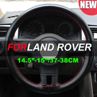 Cubierta de volante de coche de 15" 38 cm de cuero genuino para Land Rover negro y rojo Foto 1 de 4