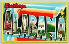 Alabama~State Large Letter Chrome Postcard~Capital~Statue~Dam~1958