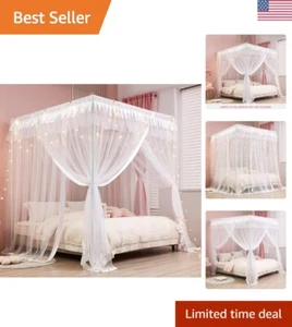 Versatile Princess Canopy Mosquito Net for Full Beds - Charming White Design - Picture 1 of 10