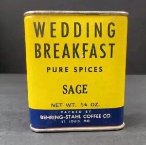 Vintage Wedding Breakfast Spice Tin Sage Behring Stahl Coffee Co St Louis - Picture 1 of 8