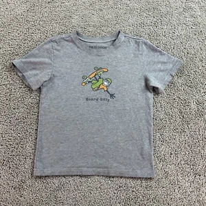 Life Is Good Shirt Boys Medium Gray Green Jake Board Silly Skateboarding - Picture 1 of 8