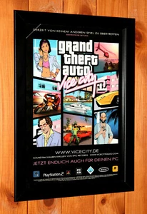 Grand Theft Auto Vice City GTA PS2 Xbox Vintage Small Promo Poster / Ad Framed. - Picture 1 of 3