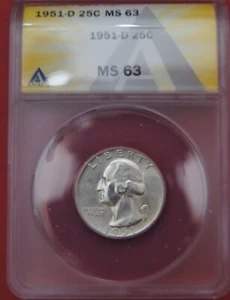 1951-D 25c MS63 Nice Washington silver quarter!! - Bild 1 von 2