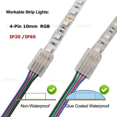 WIRE TO STRIP CONNECTOR CLIP LED 8mm 10mm RGBW RGB CCT 2/3/4/5/6Pin PCB ADAPTER - Image 1 of 4