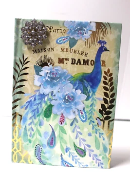 Pooch & Sweetheart Brooch Writing Journal Paris Peacock Gold Foil NEW - Image 1 of 4