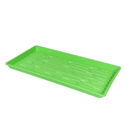 Bandeja de siembra de plástico poco profunda de alta resistencia SUNPACK 10” x 20” con agujeros, verde, 1” Foto 1 de 3